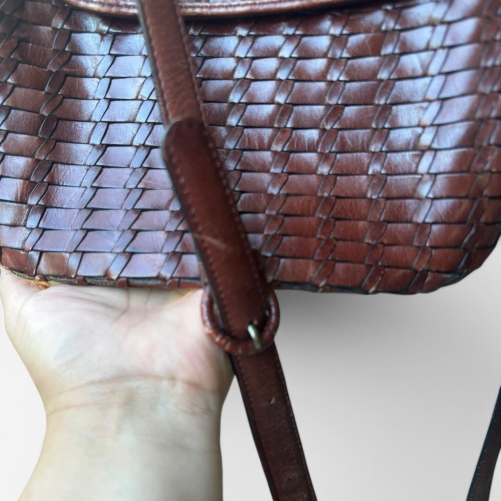 Vintage Fossil Elegant Brown Woven Leather Bag - Picture 4 of 5